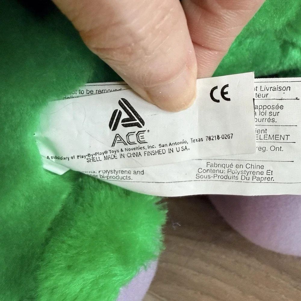 Tasmanian Devil ACE Play By Play Vintage Stuffed Animal Purple and Green Plush